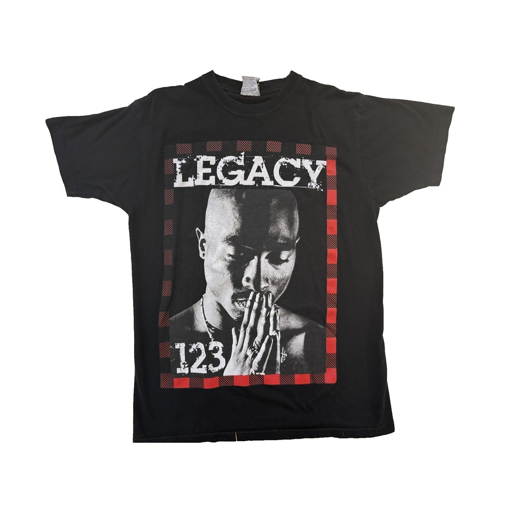 2Pac Legacy TShirt Mens Medium 123 Black Tupac‎ Graphic Y2K Phat Doc Hip Hop Rap
